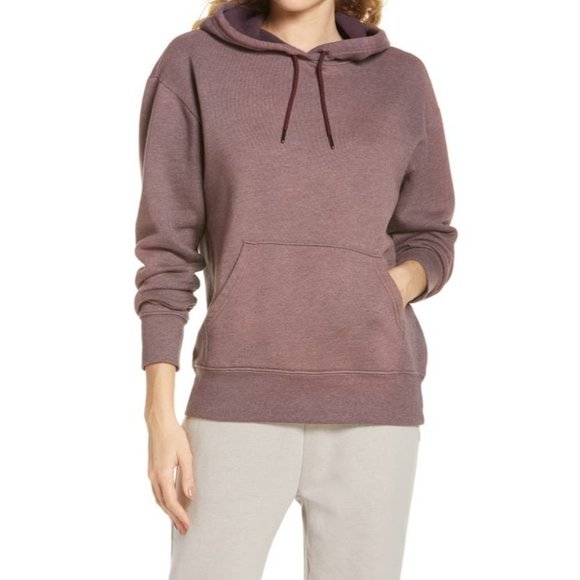Zella Tops - 🆕ZELLA Vintage Wash Fleece Hoodie Sweatshirt Burgundy Large 12-14